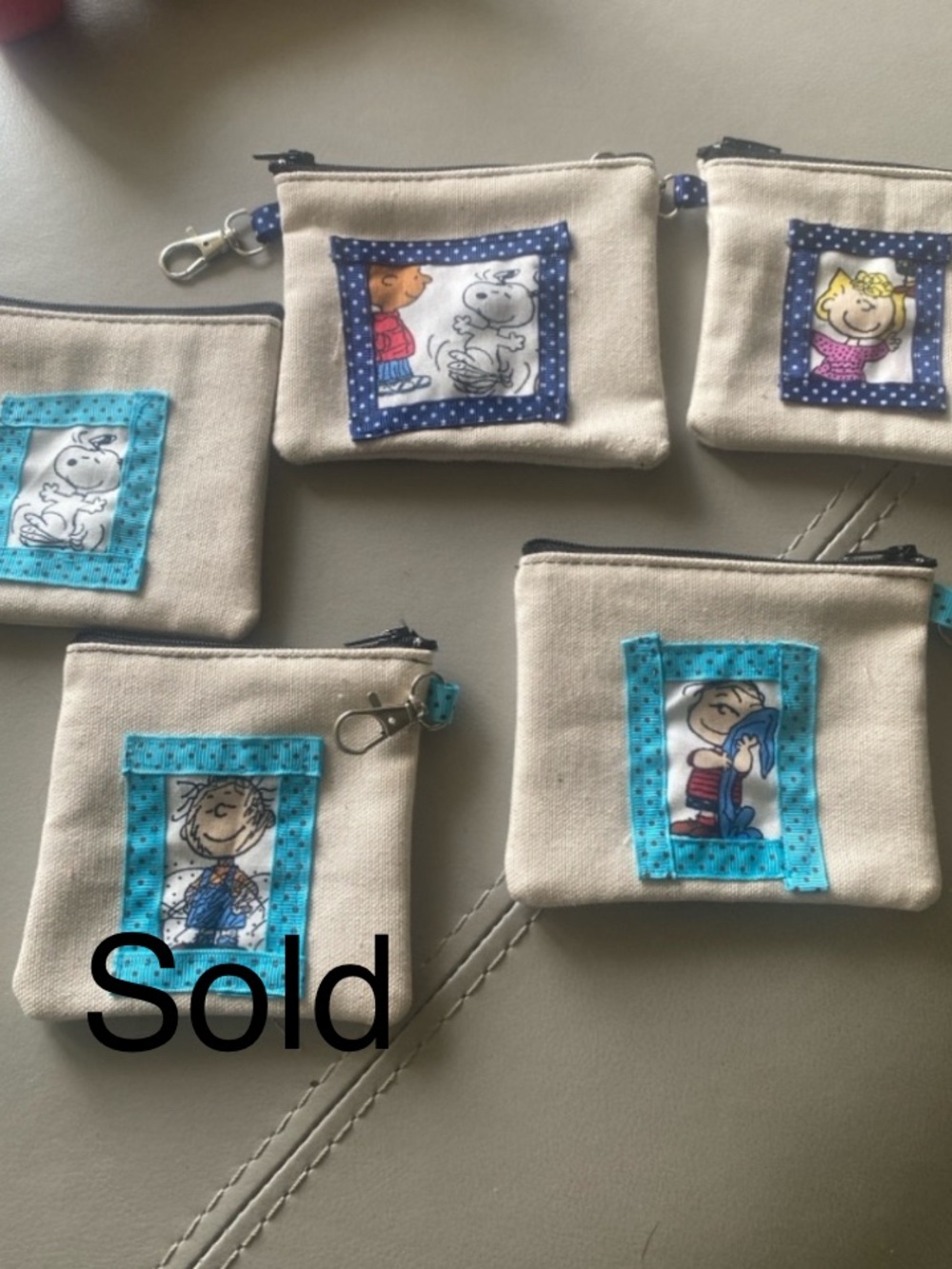 Handmade Canvas Coin Pouches with Peanuts Character Patchwork Pick One